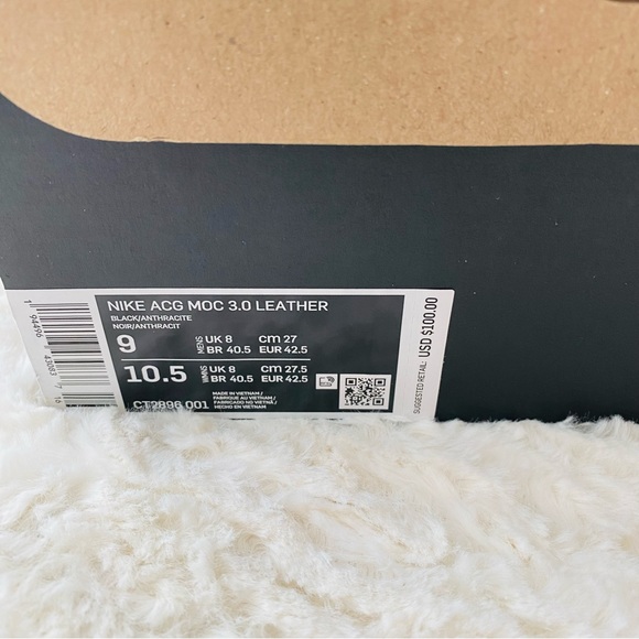 🐜🖤 2020 DS Nike ACG MOC 3.0 Leather Size Men’s 9 Wmns 10.5 Black 🖤🐜 - Picture 5 of 8